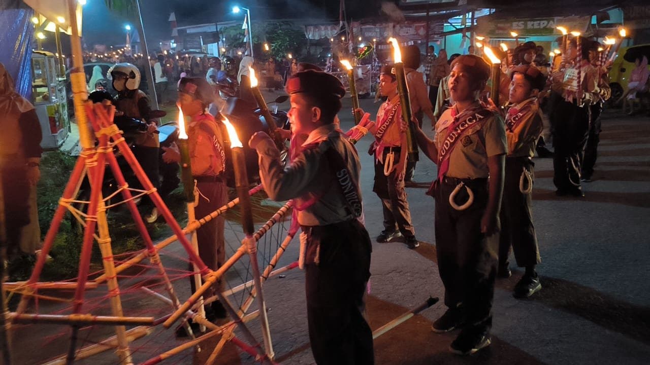 Diikuti Sekitar 55 Regu Pramuka, Pawai Obor di Sangatta Semarak