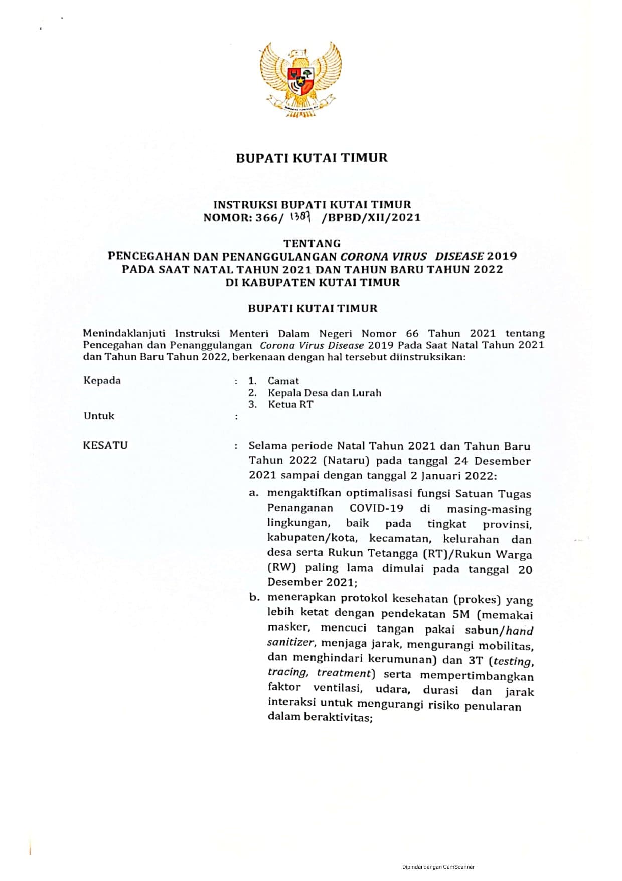 Ini Instruksi Bupati Kutim Hadapi Nataru