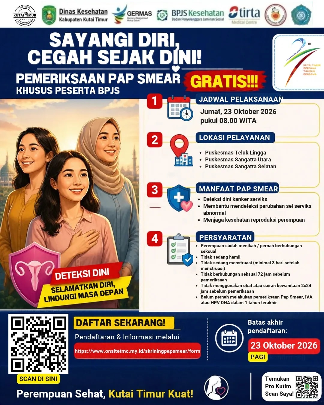 Ayo, Jangan Lewatkan Pap Smear Gratis di Tiga Puskesmas Kutim