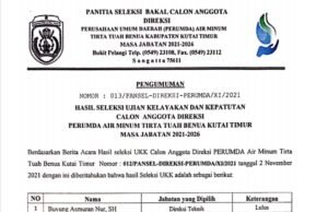 Ini 6 Nama Calon Anggota Direksi Perumdam TTB Kutim Lulus UKK